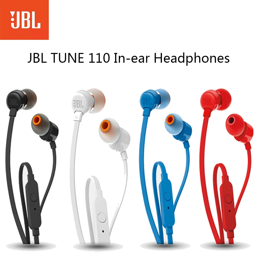 

Проводные наушники-вкладыши JBL T110, музыкальные наушники с глубокими басами, спортивные наушники для бега, гарнитура с микрофоном для телефо...