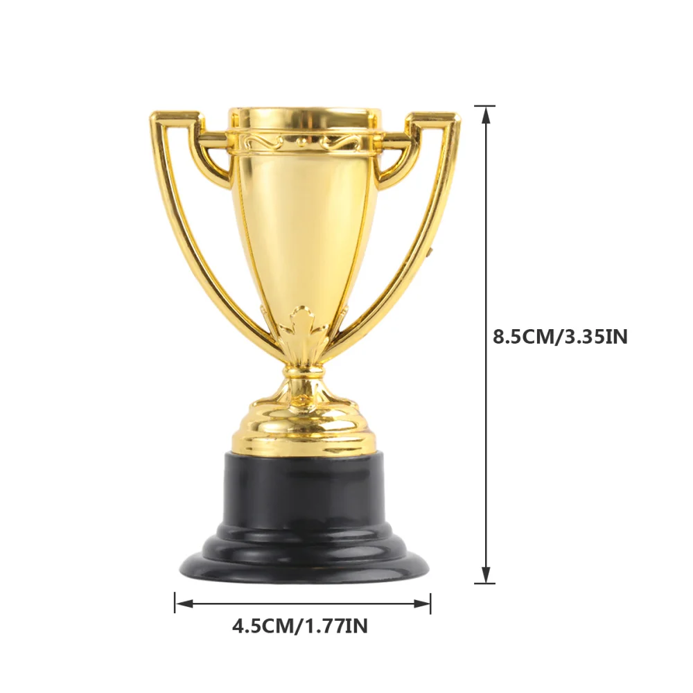

12pcs Golden Mini Award Trophy Reward Prizes Decor Kindergarten Kids Gift Awards Trophy with Black Base for Competition