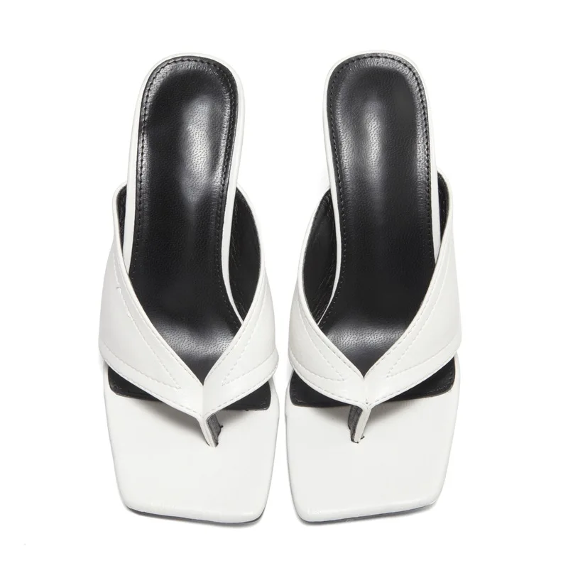 

New Women Slippers Slides Square Toe Med Heel Sandal Shoes Ladies Summer Outdoor Beach Flip Flops Slides Shoes