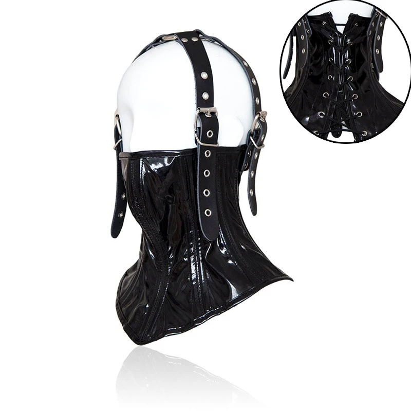 БДСМ черный бондаж из искусственной кожи Регулируемый шейный ошейник фиксаторы