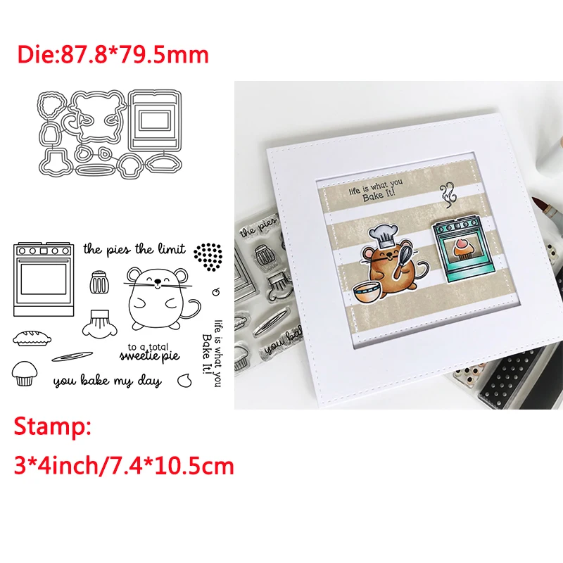 

Animal Cute Mouse For Baking Words Transparent Clear Silicone Stamp& Dies For DIY Scrapbooking/Photo Album Decor Card Making
