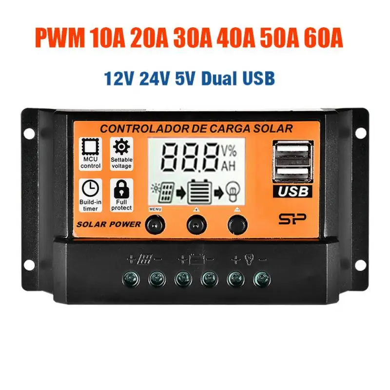 100A 60A 50A 30A 10A за максимальной точкой мощности Солнечный Контроллер заряда 12V 24V