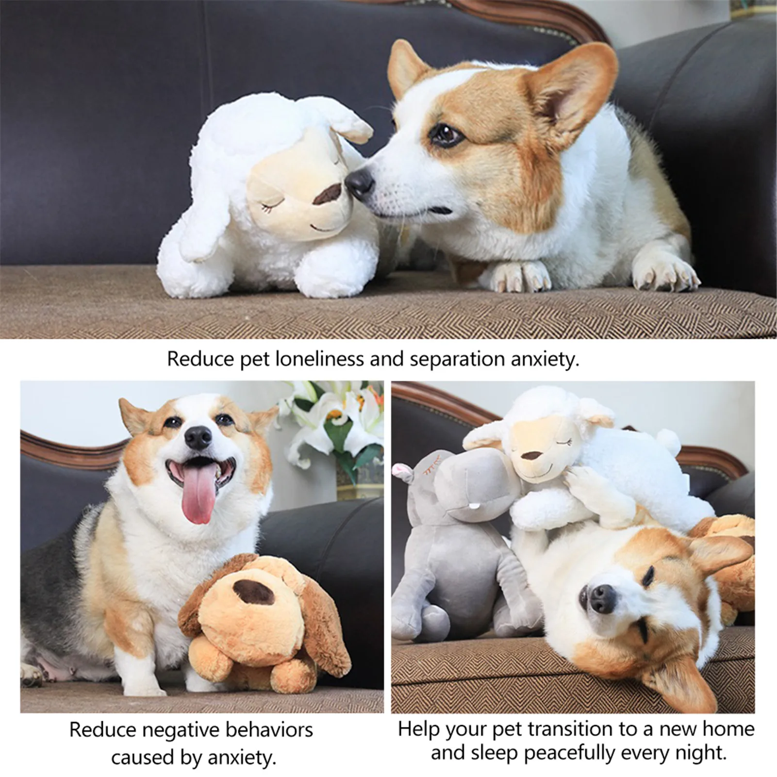 

Dog Plush Toy Heartbeat Comfort Toy Accompany Sleeping Cat Toy Heart Beat Soothing Plush Doll Sleep For Smart Dogs Cats Pet Toys