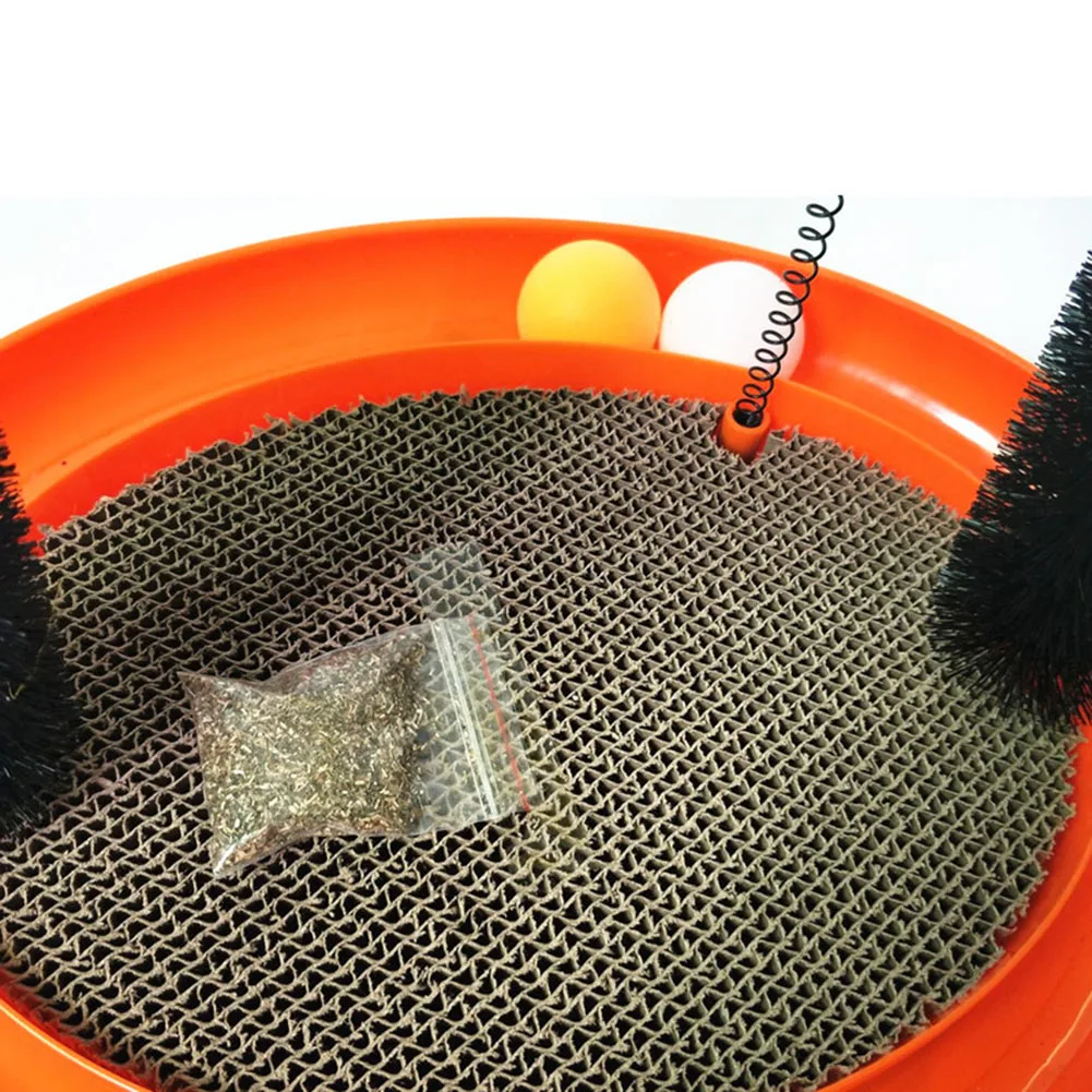 

Funny 4 in 1 Turntable Track Scratcher Stick Device Pet Grooming Massage Arch Brush Stress Relief Interative Toy