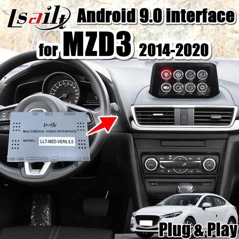 Lsailt Android 9 0 видео Интерфейс GPS навигационная коробка для 2014 20 Mazda 3 Поддержка carplay CX 5