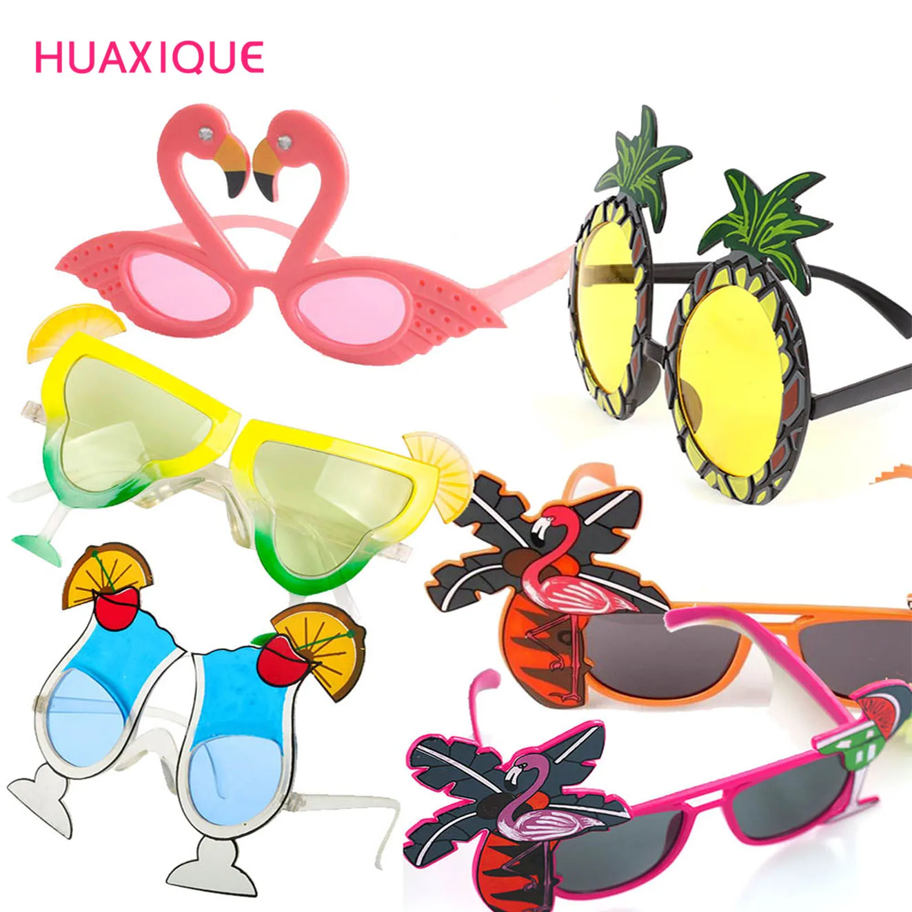 

6PC Hawaii Tropical Birthday Decoration Sunglasses Flamingo Party Decor Pineapple Sun Glasses Hawaiian Pool Party Supplies