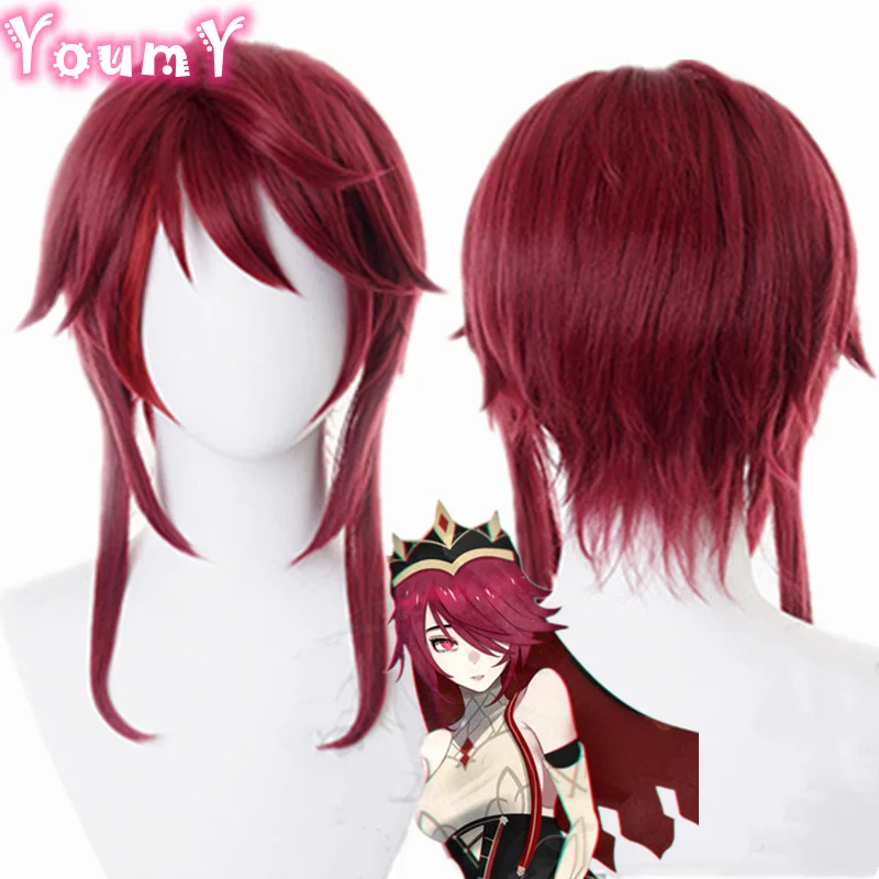 

Rosaria Cosplay Genshin Impact Cosplay Women Short 30cm Purple Red Wig Cosplay Anime Cosplay Wigs Heat Resistant Synthetic Wigs