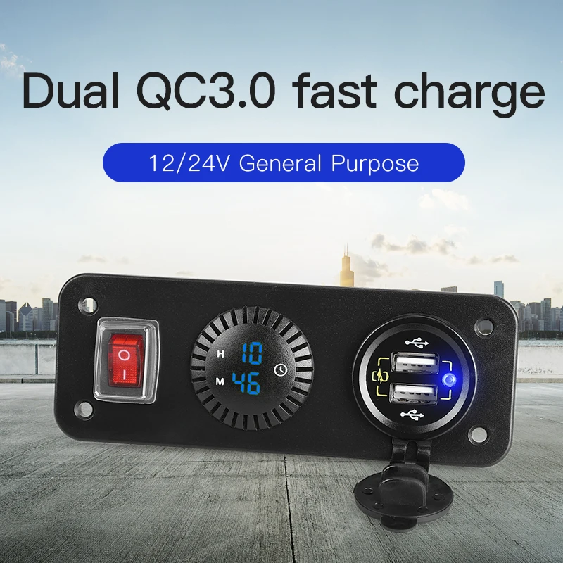 Автомобильное зарядное устройство QC 3 0 с двумя USB портами 12 В/24 В 36 Вт|Кабели