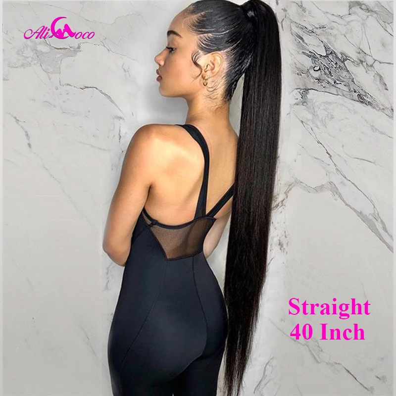 Прямые волосы Ali Coco 8-40 дюймов человеческие для наращивания 28 30 32 34 36 38 бразильские