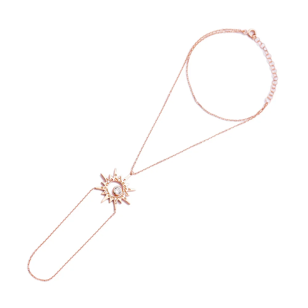 

SPENTA Jewelry North Star Charm турецкий ручной работы 925 пробы серебряный браслет, соединенный с кольцом на пальце