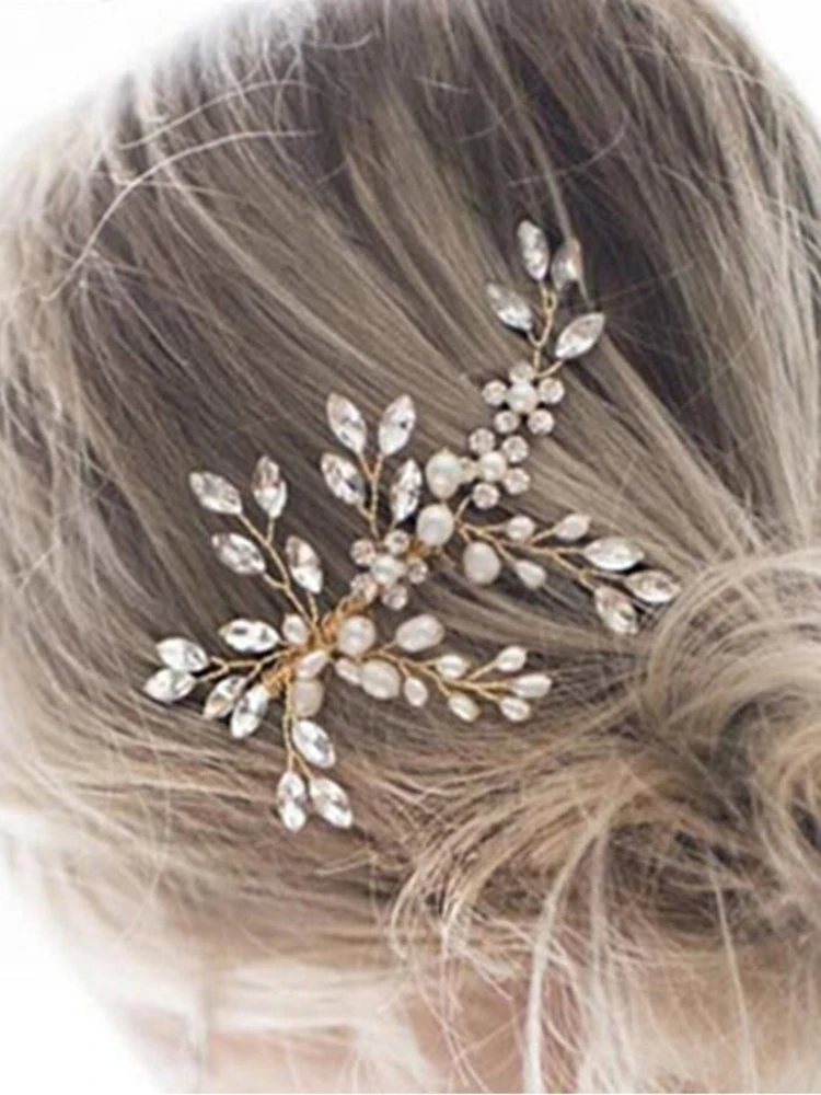 Модные опаловые свадебные заколки для волос Серебряные цветочные шпильки