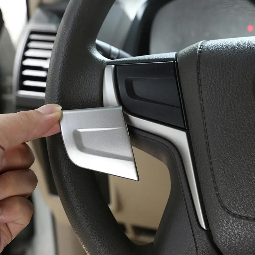 

Наклейки серебристые из АБС-пластика для кнопки рулевого колеса, 2 шт., Накладка для Toyota Land Cruiser Prado FJ150 150 2018, аксессуары для моделей