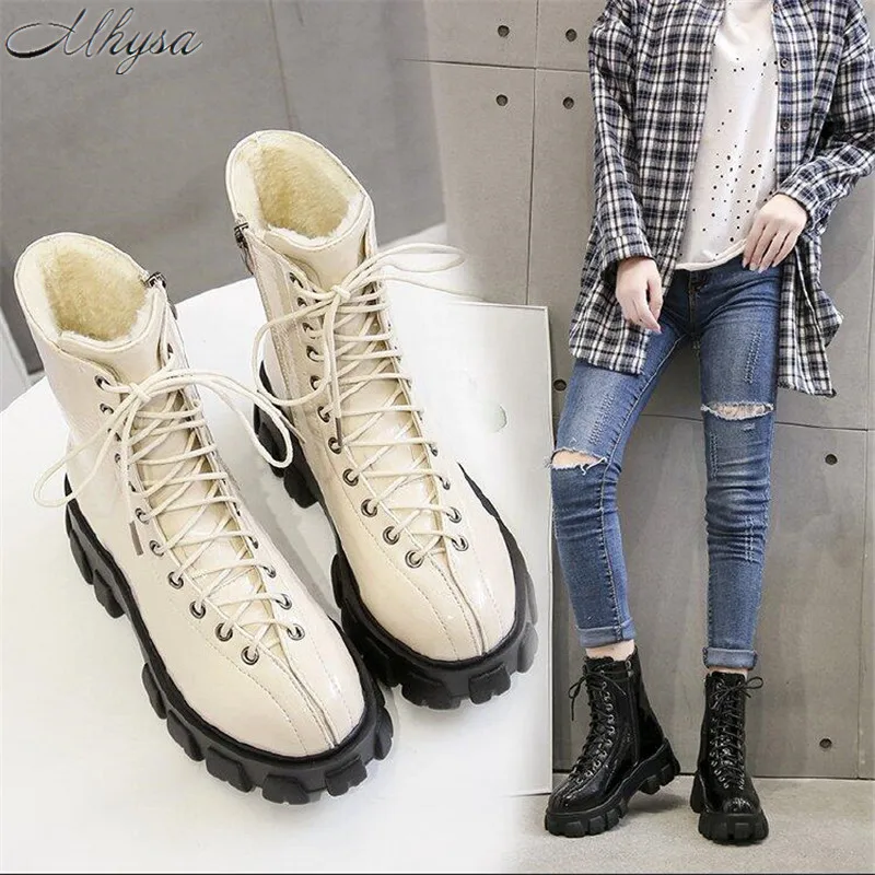 

2020 Genuine Leather Women white ankle Boots motorcycle Boots Female Autumn Winter Shoes Woman Motorcycle Boots L1025