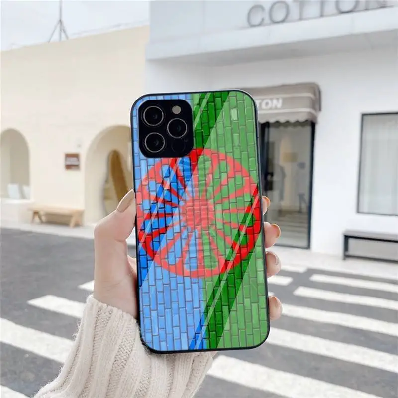 

Gypsy Romani Roma Flag Soft Cover Phone Case For Iphone 6 6s 7 8 Plus XR X XS XSmax 11 12 Pro Mini Max Tempered Glass