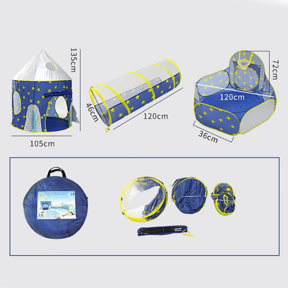 

Portable 3 In 1 Children's Tent Spaceship Wigwam Tent for Kids Children's Room Toy Rocket Play Tent Ocean Ball Pool Kid Tipi Toy