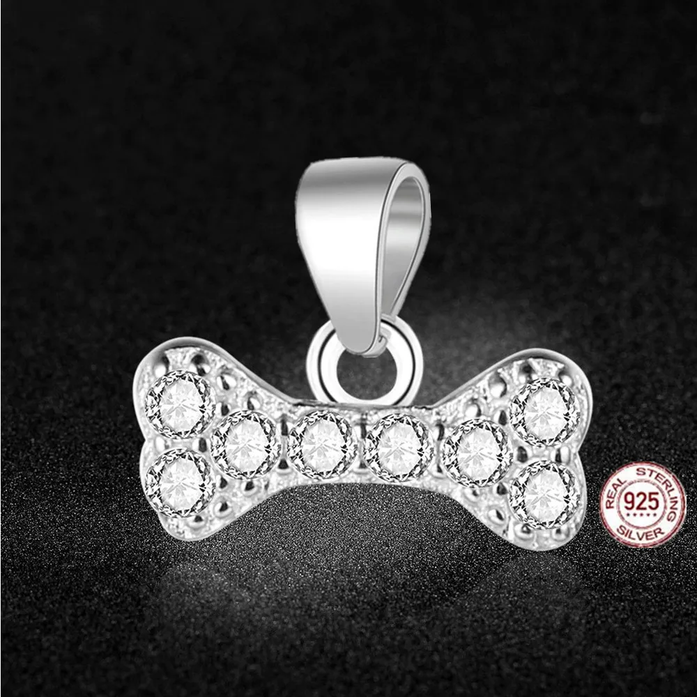 HMSFELY реальные 925 стерлингового серебра циркония кости кулон DIY браслет аксессуары