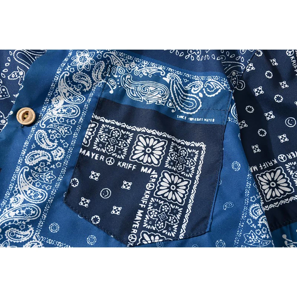 2022 летняя рубашка с принтом пейсли для мужчин и женщин бандана коротким рукавом