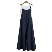 wide leg long rompers women casual solid color oversized streetwear ladies simplicity sling ankle length plus size jumpsuits