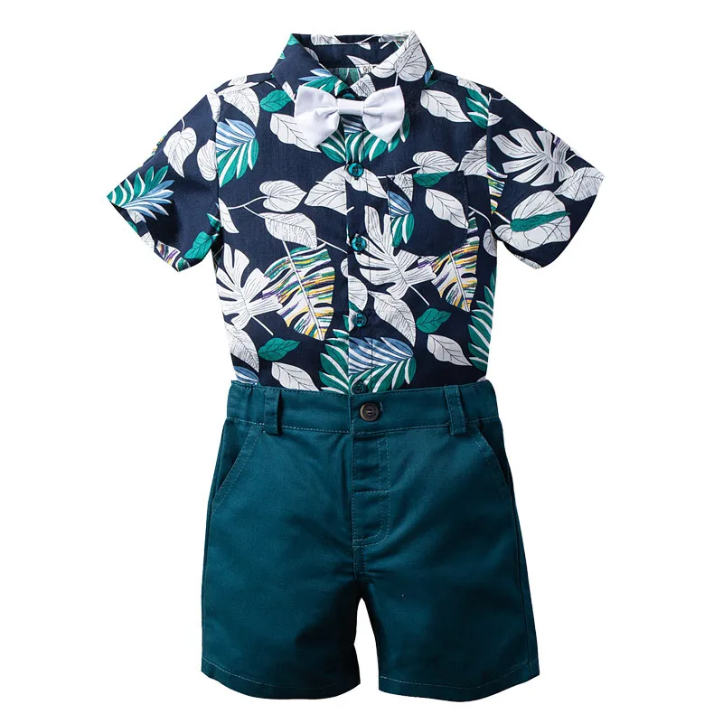 

Hawai Beach Suits Boys Summer New Childrens Clothing 2-piece Set Hot Sale Kids Sets Classics Style Shorts Shirt High Quality