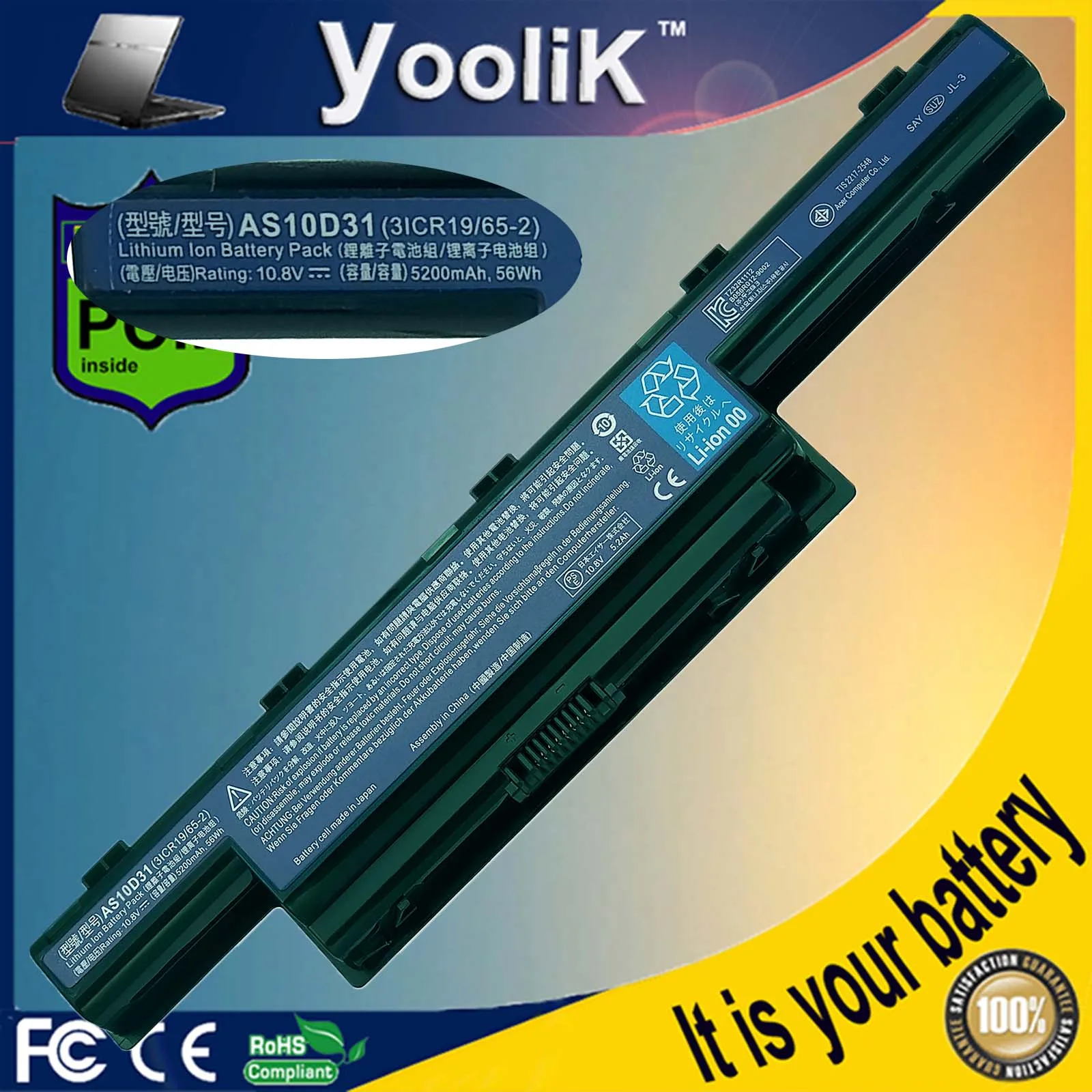 Bateria para Notebook Acer Aspire v3 571g As10d41 As10d81 As10d61 As10d31 As10d71 4551g 4741g 4771g 5741 5755 Baterias p/ laptop