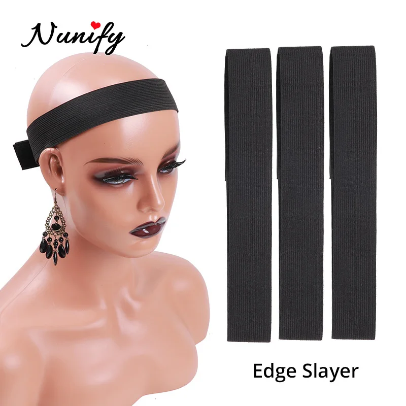 12Pcs/Lot Edge Slayer For Lace Wigs Balck 2.5 3.5Cm Width Comfortable Elastic Band With Magic Sticker Edge Headband For Wigs