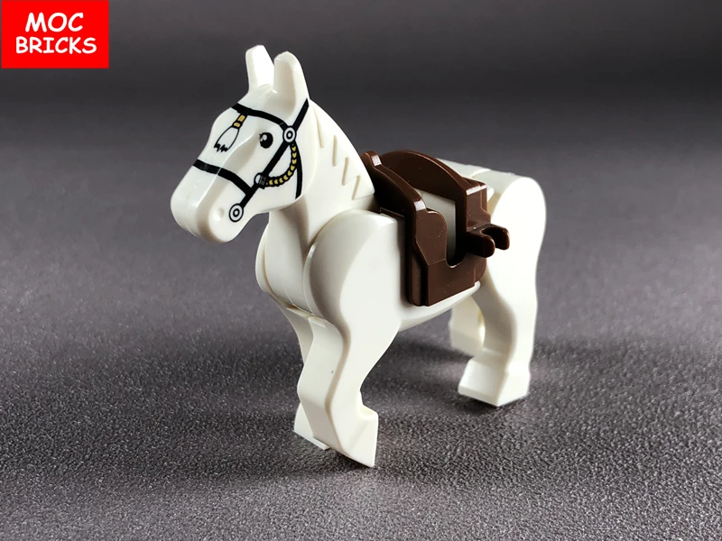 Одиночная продажа MOC кирпичи Животное Белый рыцарь Лошадь Хоббитов Строительные блоки фигуры Детские игрушки для самостоятельной сборки для детей Подарки на Рождество.