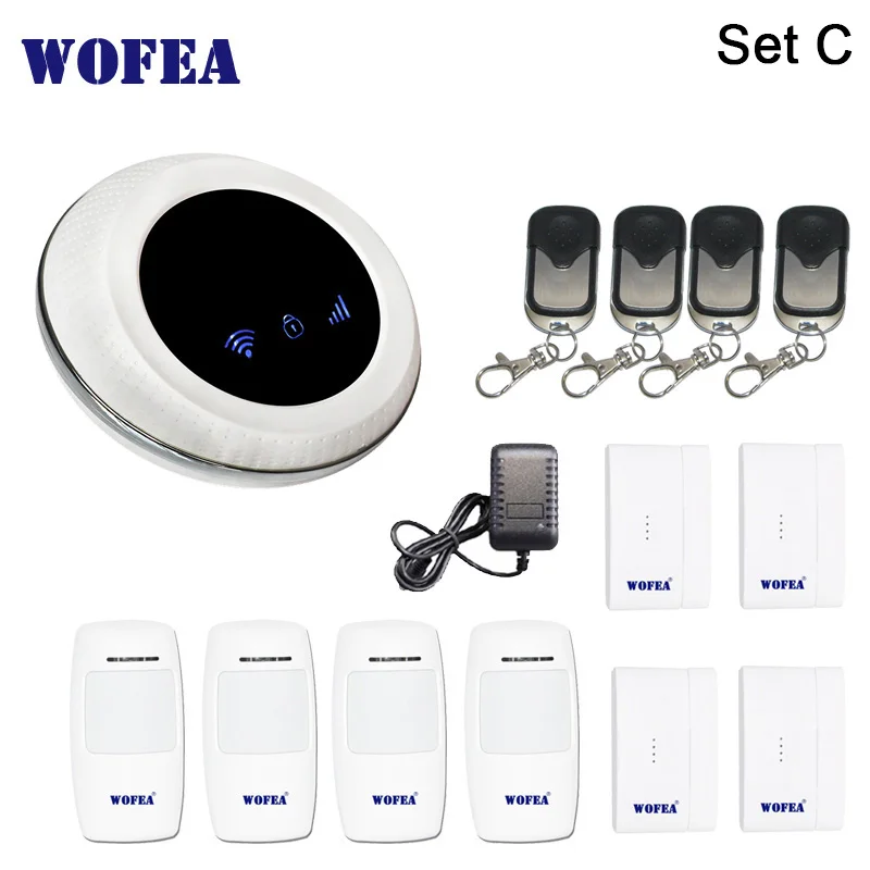 SET C Wofea беспроводной SIM GSM домашняя охранная wifi GSM сигнализация система Датчик комплект tuya приложение Встроенная сирена - Цвет: SET C