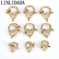5pcs gold filled cubic zirconia paved lobster clasps jewelry findings