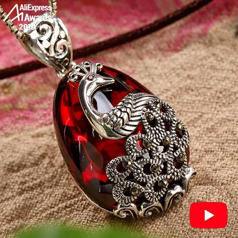 Подвеска Рубиновая из коллекции S925 для магазина в античном стиле Женская