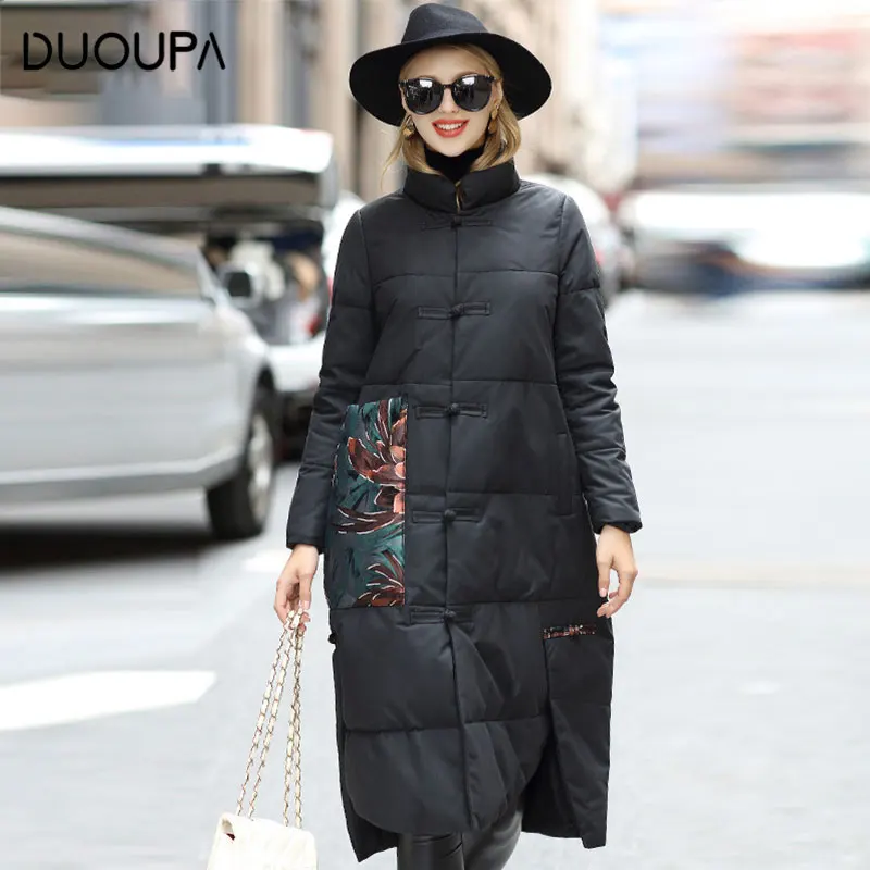 Новинка 2019 зимний женский пуховик в стиле ретро с пряжкой из кожи принтом овечьей