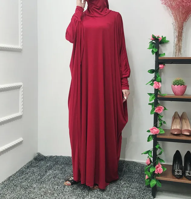 2021 Ramadan Muslim Arab Women Hijab Long Dress Batwing Sleeve Abaya Islam Prayer Robe Kaftan Jilbab Arabic Solid Color