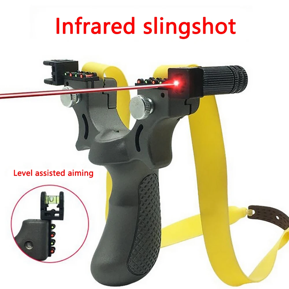 

6 Pcs Slingshots With Flat Rubber Bands For Outdoor Sports Hunting And Level Laser Aiming Slingshots Are A High-Power Slingshot