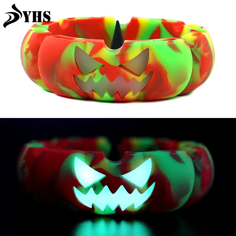 Colorful Silicone Ashtrays Glowing at Night Pumpkin Shaped Ashtrays Car Round Ashtray Home Decorative Tray Smoking Accessories