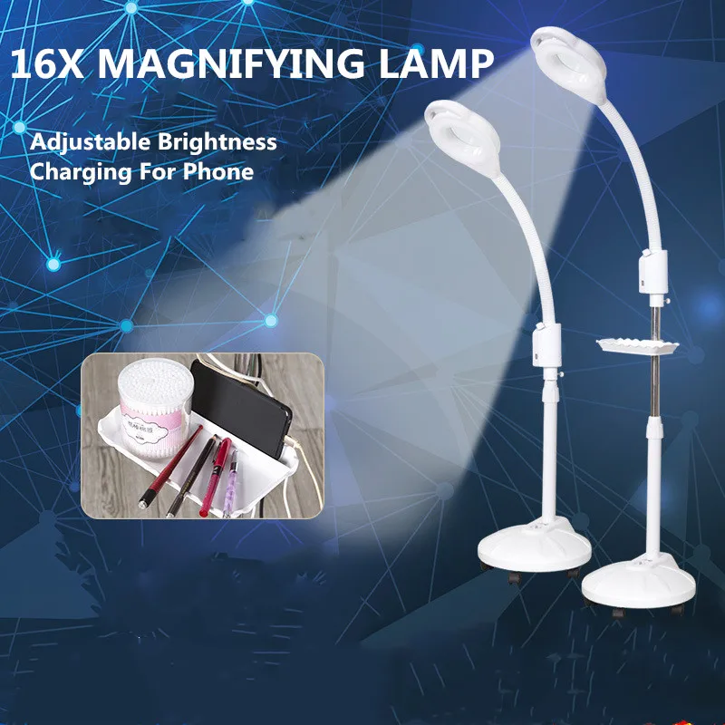 16X диоптрий светодиодный увеличительный напольный стенд лампа лупа стекло