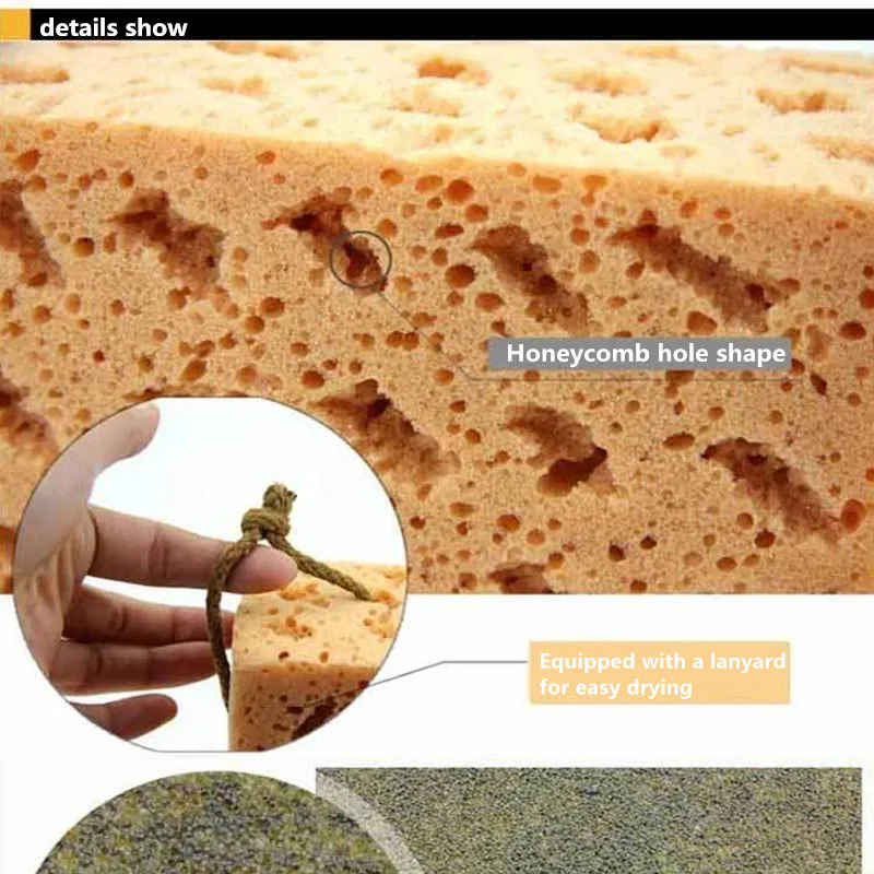 Губка для мойки автомобиля очень большая чистящая сотовая Коралловая желтая