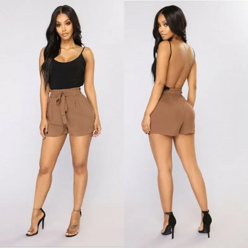 

3 Colors Women Casual Summer Shorts Female Summer Loose Shorts Bow Beach High Waist Shorts Outfits Plus Size