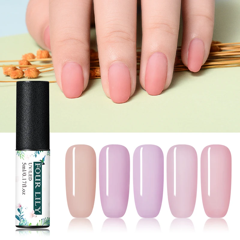 Гель лак для ногтей полупрозрачный с розовыми лилилиями|Гель ногтей| |