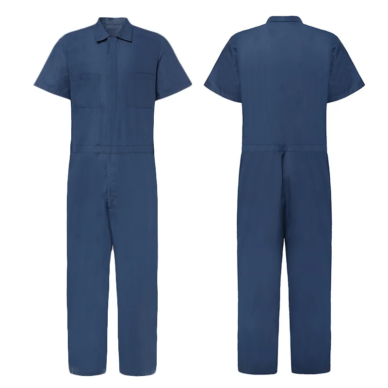 

HaleyChan Men's Short Sleeve Zip-Front Coverall, Wrinkle Resistant Work Coverall, Action Back Jumpsuit with Multi Pockets Cargo
