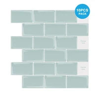 Vividtiles 12 12 Inch Self Adhesive Vinyl Wallpaper Kitchen Sticker Peel and Stick Green Subway Effect Tiles -10 Sheet