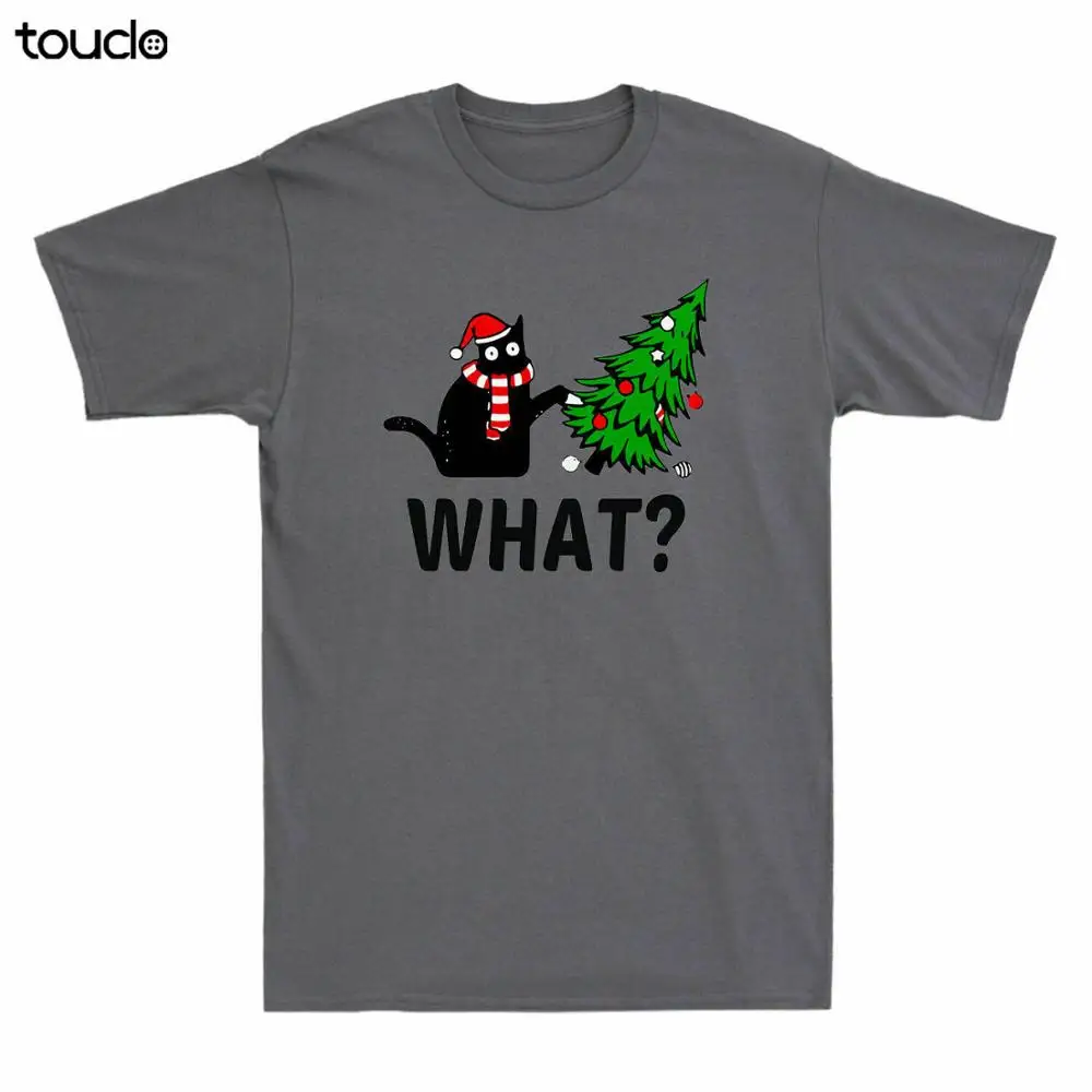 

Santa Black Cat What Christmas Tree Funny Gift Vintage Men's T-Shirt