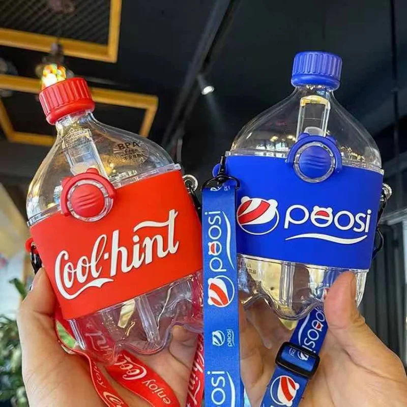 

Креативная модная бутылка-Кокс 320 мл, пластиковая чашка из соломы, Детская Высококачественная чашка для воды из тритана, крутая точка, подли...