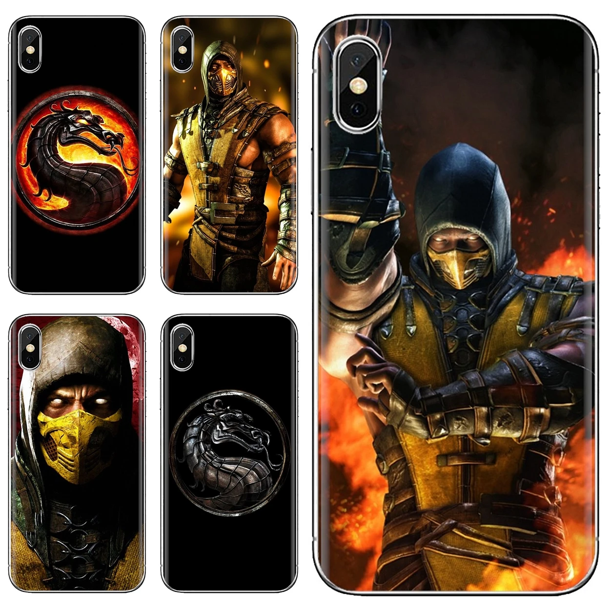 Силиконовый чехол Scorpion in Mortal Kombat X Mask для iPhone iPod Touch 11 12 Pro 4 4S 5 5S SE 5C 6 6S 7 8 XR XS Plus Max