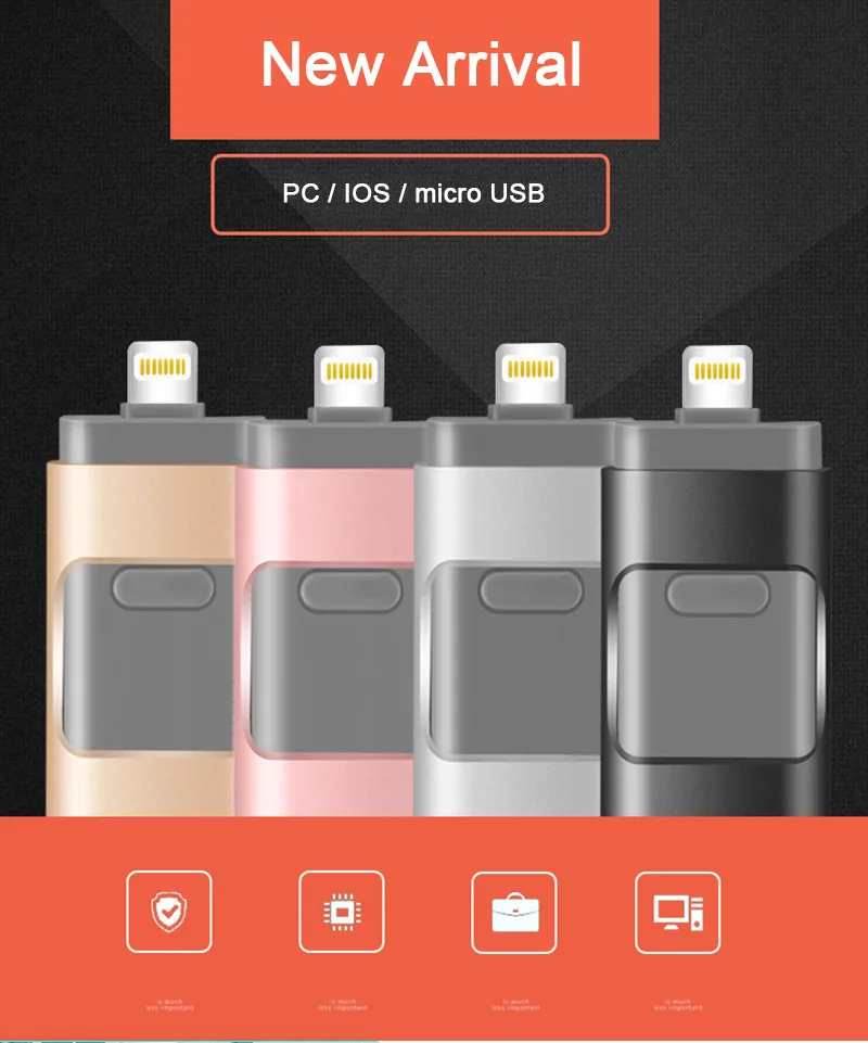 Флэш-накопитель USB для iPhone X / 8/7/7 Plus / 6 / 6s / 5 / SE / ipad OTG Pen Drive HD Picture Stick 16 ГБ 32 ГБ 64 ГБ 128 ГБ Плюс DIY ЛОГОТИП и DJ Music Pendrive USB 3.0 и Dropshipping
