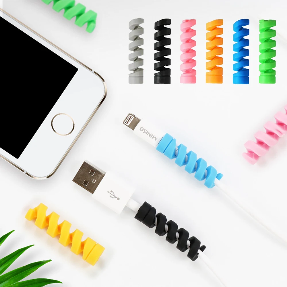 

Silicone Cable Protector Data Line Bobbin Winder Rope Protection Bobbin Winder Wire Cord Organizer Cover For USB Charging Cable
