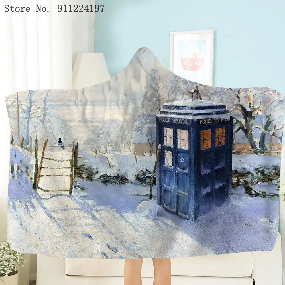

Одеяло с капюшоном Doctor Who, переносное плюшевое одеяло, 3D одеяло для научной фантастики, ТВ сериала, Флисовое одеяло для взрослых, дивана, дома
