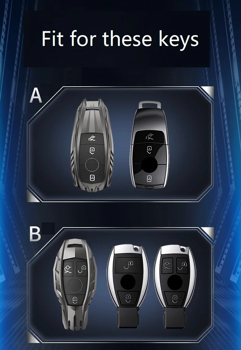 

Zinc Alloy Car Key Cover Case For Mercedes Benz AMG A C E S Class GLC W203 W210 W176 E43 W213 E300 E400 Key protector cover