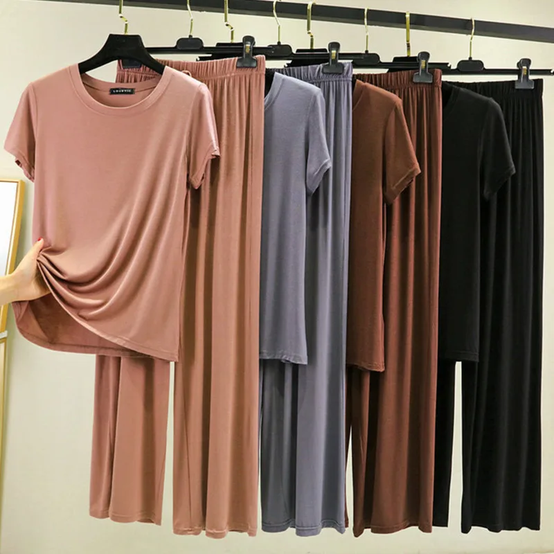 

Summer Pajama Sets Women Modal Cotton Short Sleeve Cute Lounge Sleepwear Nightwear Spring Casual Pijamas Plus Size Nighties Lady