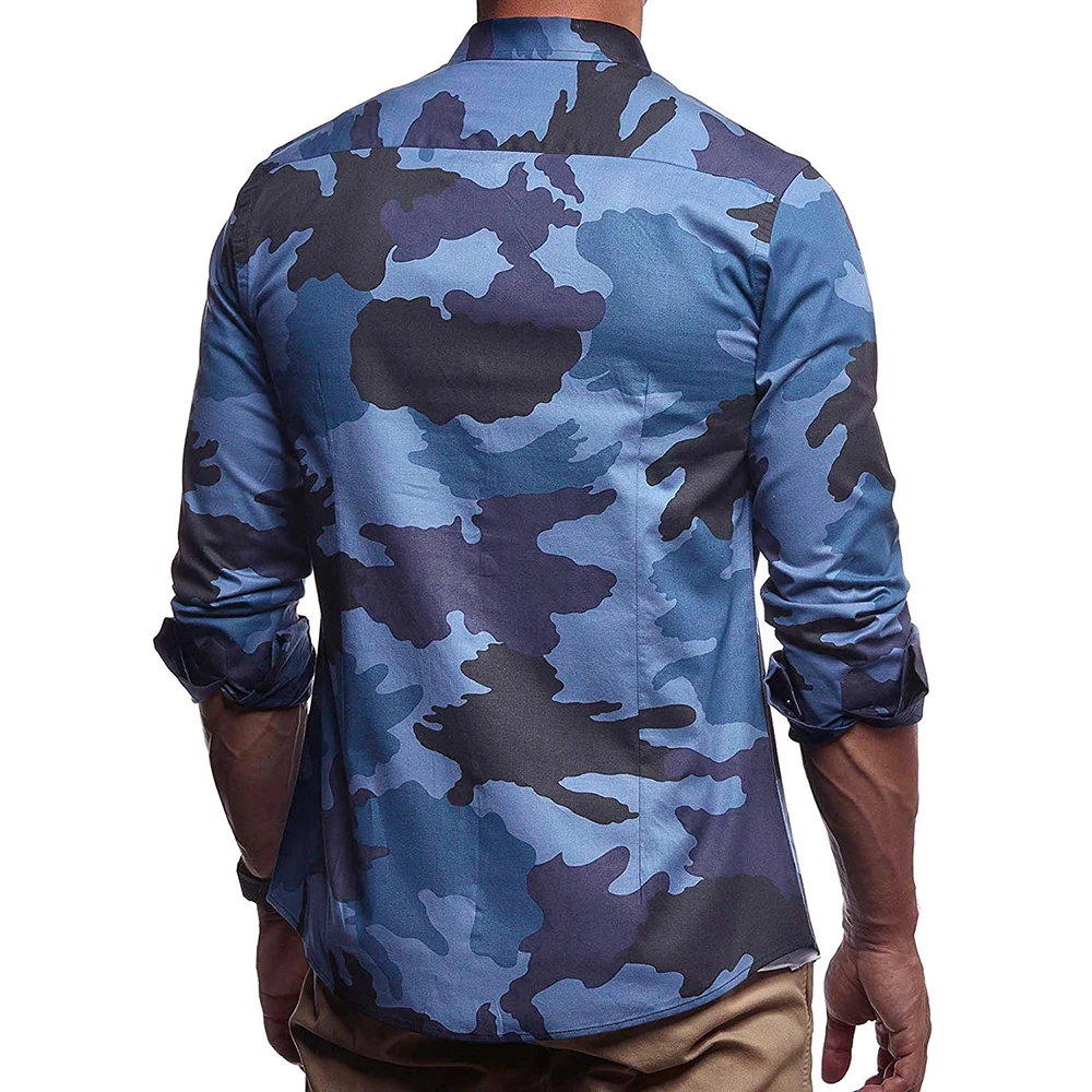 Модная камуфляжная рубашка для мужчин осенние повседневные рубашки с длинными рукавами тонкие хип хоп Уличная мужские рубашки роскошная мужская одежда