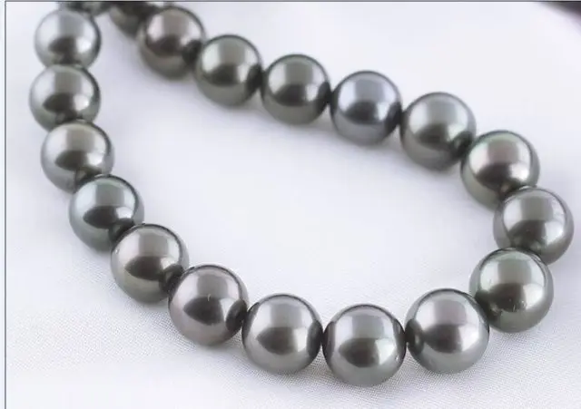 Горячая # Оптовая продажа&gt 18 &quot14 мм Таитянский подлинный черный круглый жемчуг