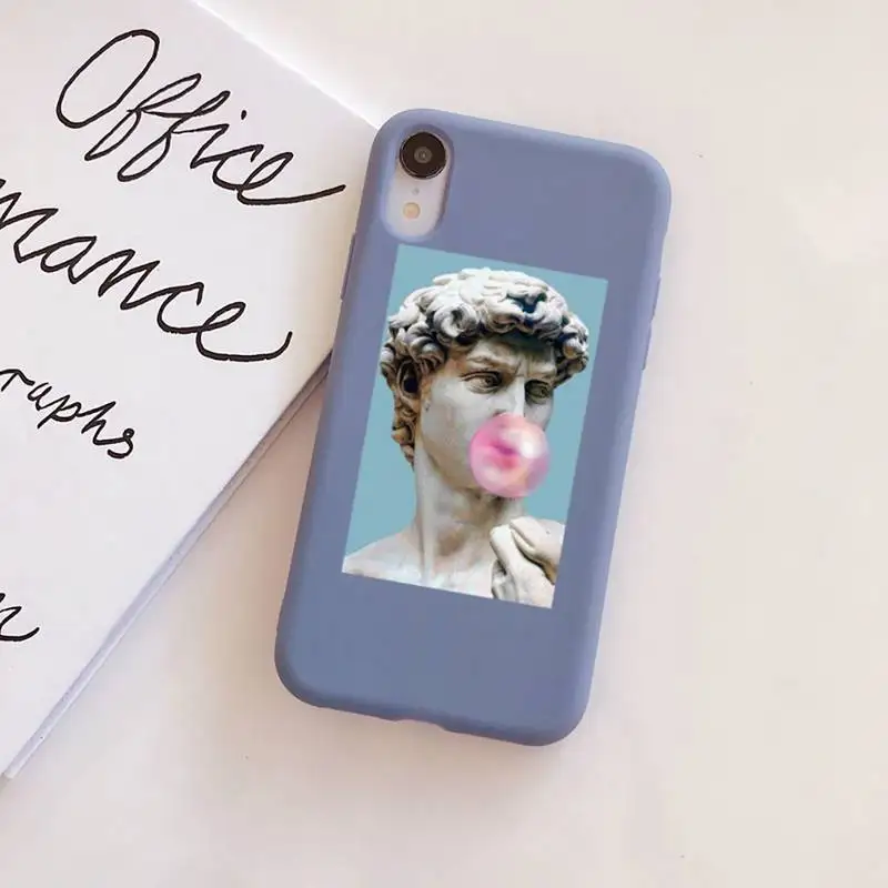 

Mona Lisa Art David lines Phone Case for iphone 11 Pro Max X XS Max XR Candy Color Cover For iPhone 7 8 6 6S Plus Funda Cases